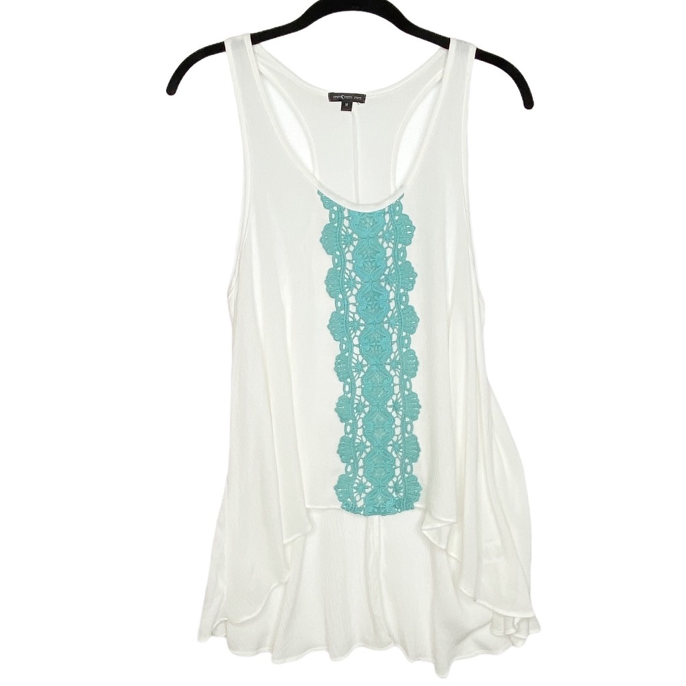 4/$25 Moa Moa White High Low Sleeveless Top Medium